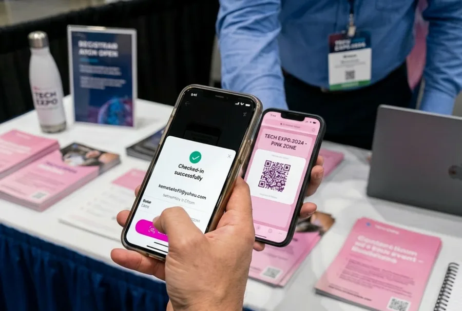 Check-in app at the entrance