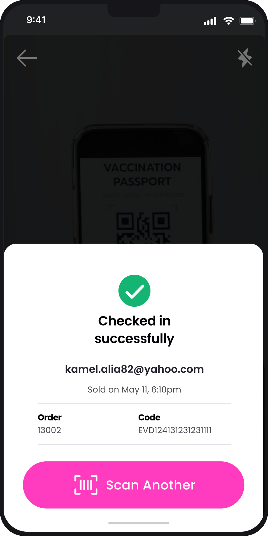 Check-in scanning app